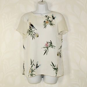 ZARA Trafaluc Silky Floral Blouse Size Medium